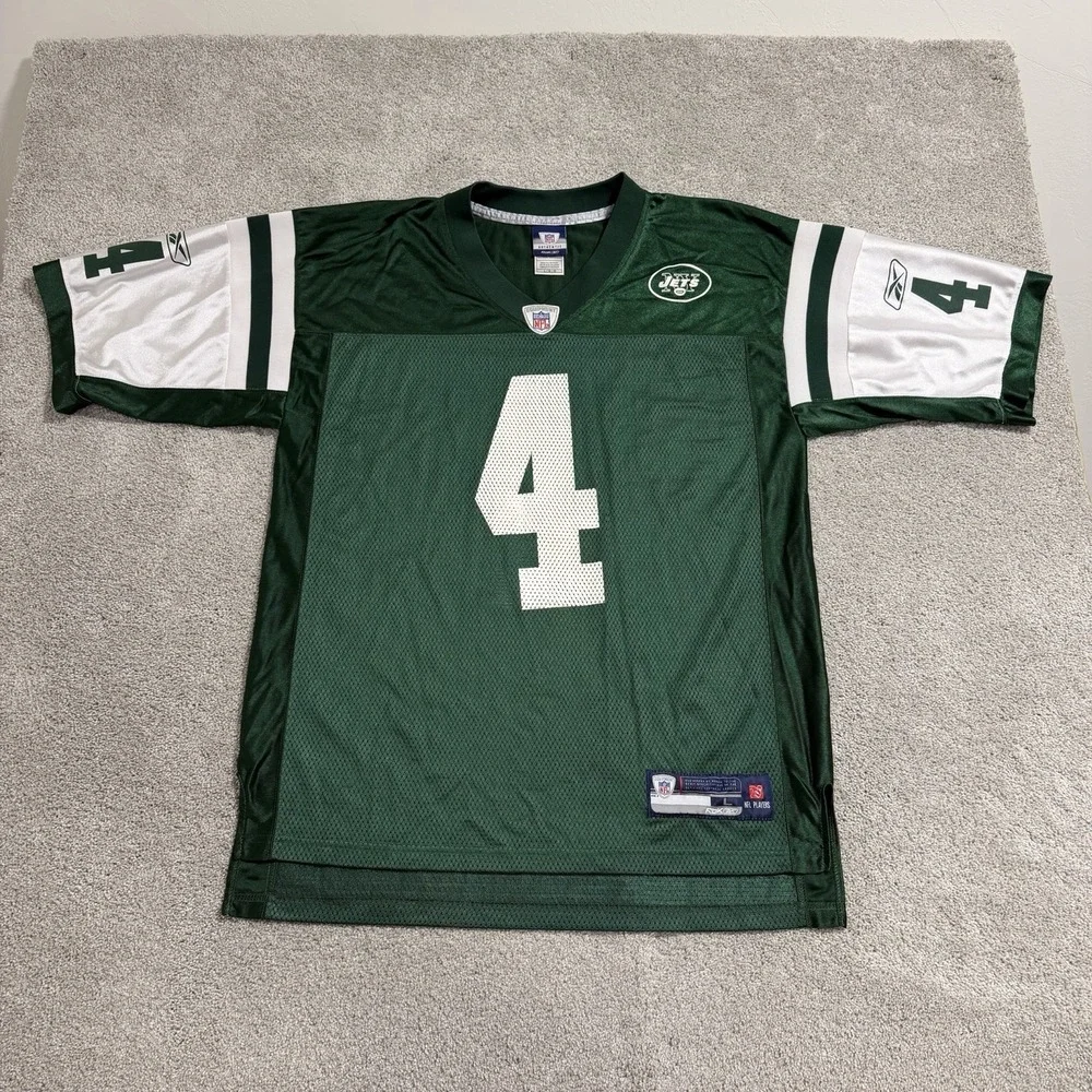 Reebok‎ Brett Favre New York Jets Jersey Mens Sz L Green Home NFL Football